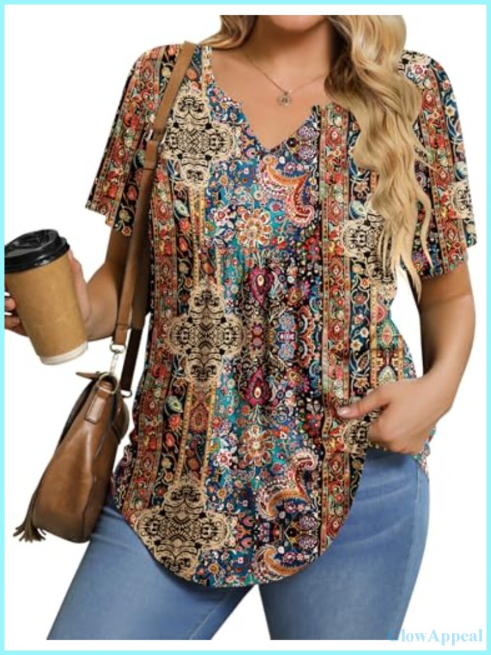 Plus Size Tunic Top Short Sleeve V Neck Pleated Blouse